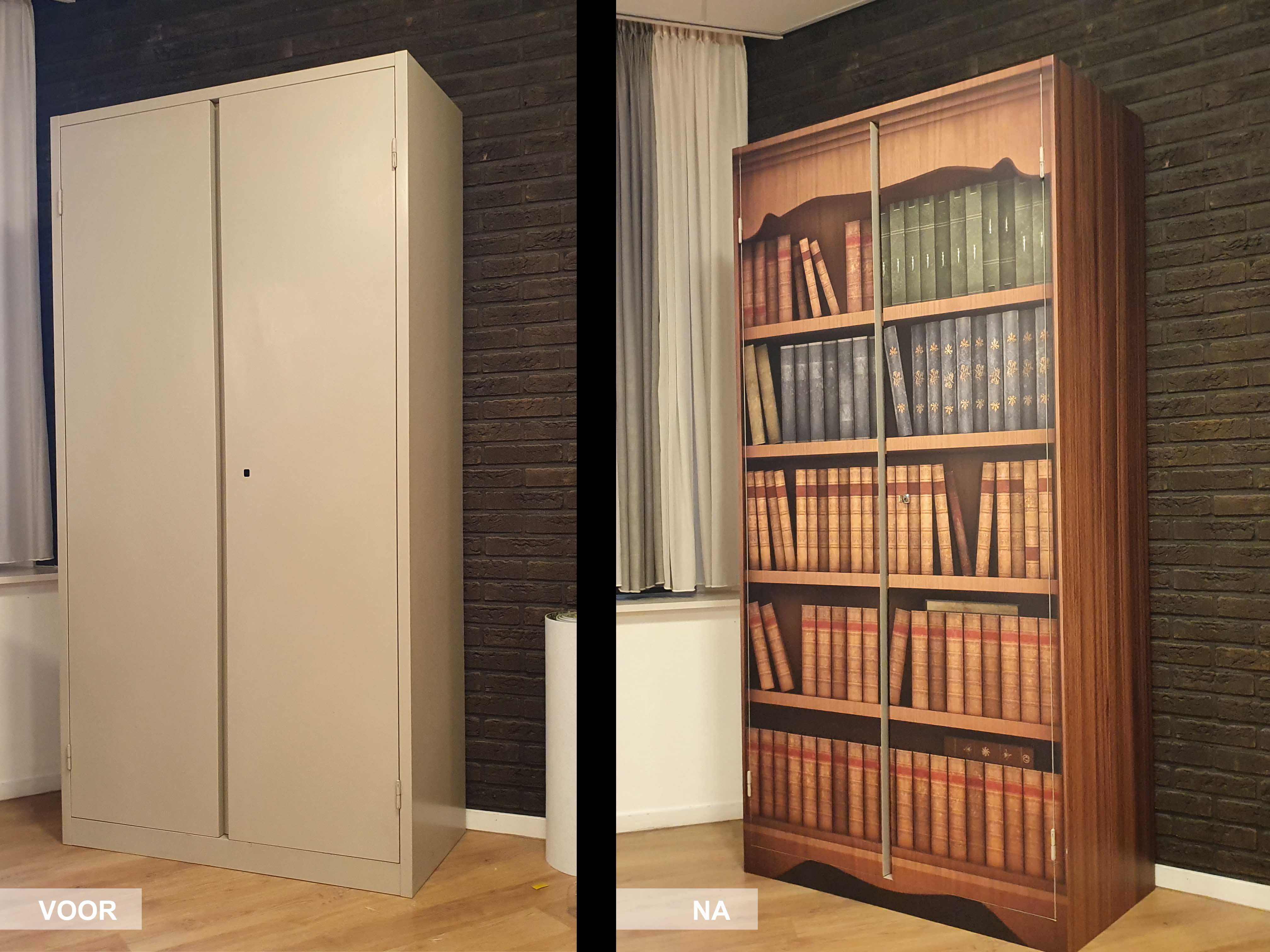 wrappen van een kast in creatief thema in verzorgingshuis
